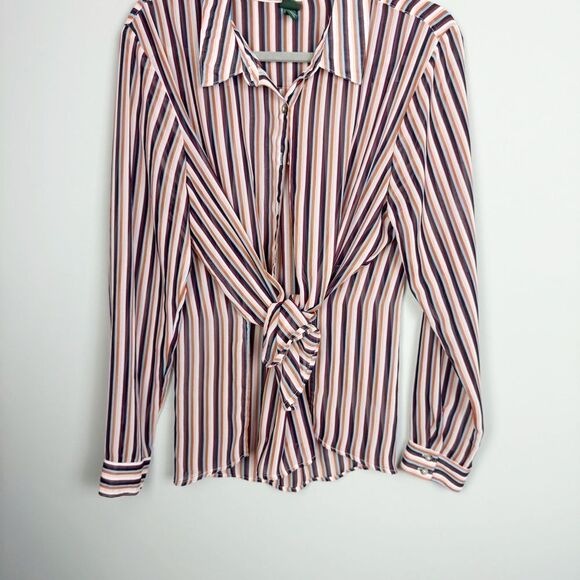 WILD FABLE | Vertical Stripe Semi Sheer Long Sleeve Button Top Women’s Size XXL - Picture 11 of 11